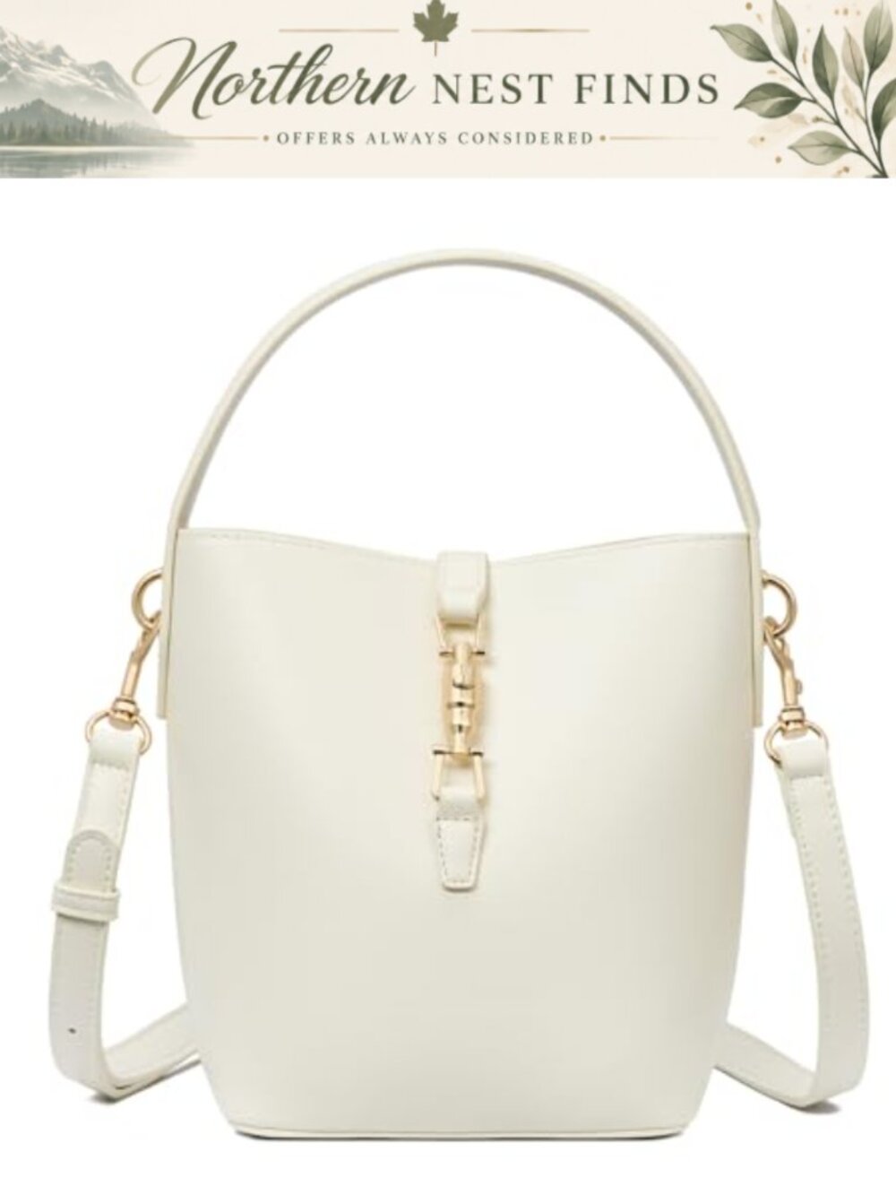 Vegan Leather Small Bucket Crossbody Bag Removable Strap Women's Purse